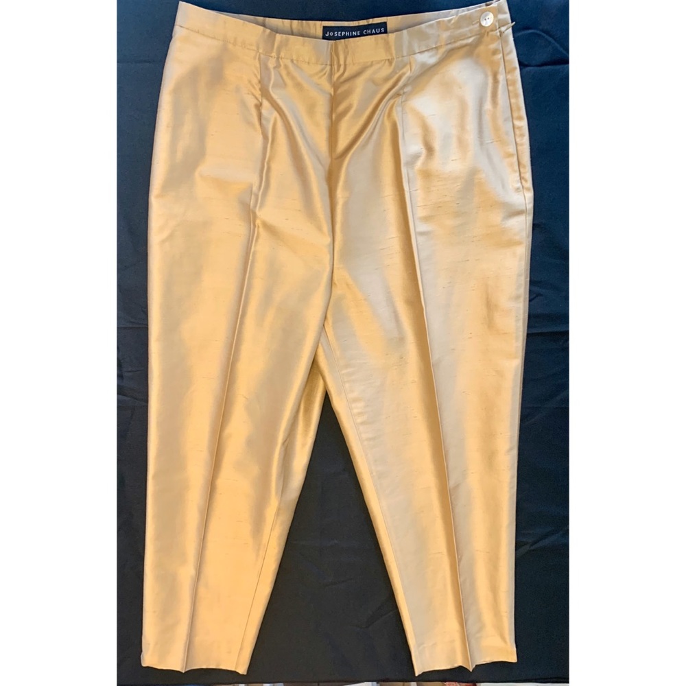 Josephine Chaus Vintage gold 100% silk ankle pants special occasion